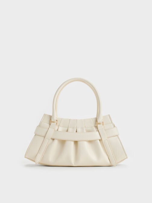 Isolde Crossbody-Tasche mit G&uuml;rteldetail und Raffung, Cr&egrave;me, hi-res