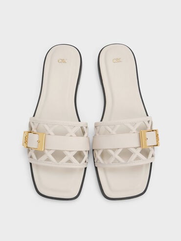 Whitney Leather Cut-Out Slide Sandals, Chalk, hi-res