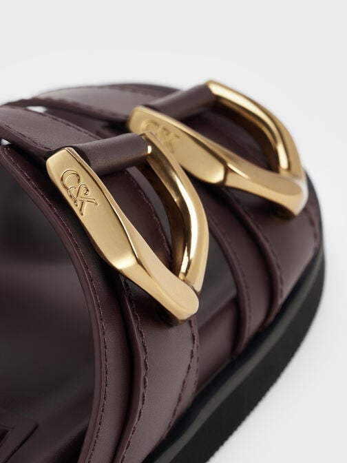 Claquette en cuir Gabine à boucle, Plum, hi-res