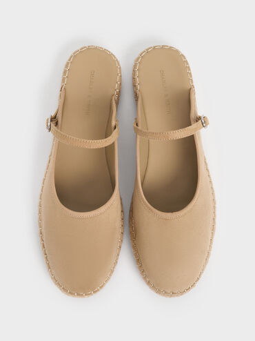 Bernadine espadrille-muiltjes van imitatiesuède, Zand, hi-res
