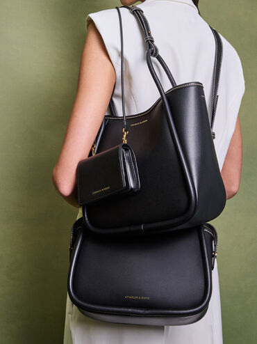 Lyla Knotted-Strap Wallet, Black, hi-res