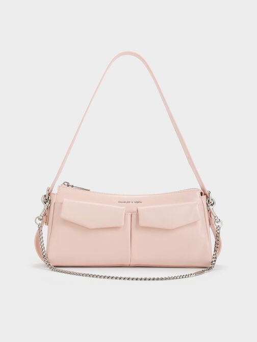 Rachel Front-Pocket Chain Shoulder Bag, Soft Pink, hi-res