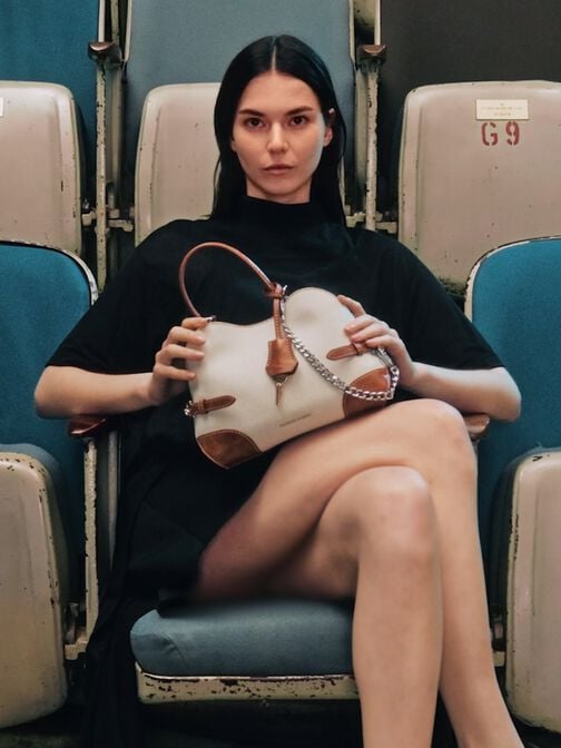 Delfina Canvas-Tote Bag mit Kettendetail, Multi, hi-res