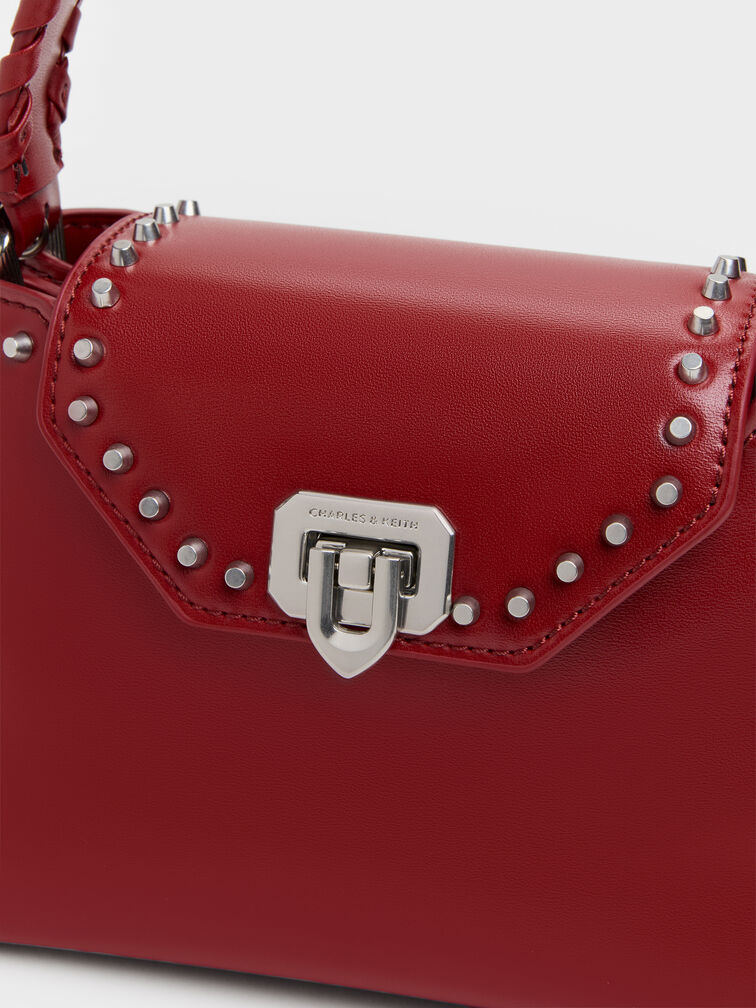 Arwen Studded Top Handle Bag, Red, hi-res