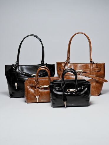 Sac cabas ceintur&eacute; Delfina, Noir, hi-res