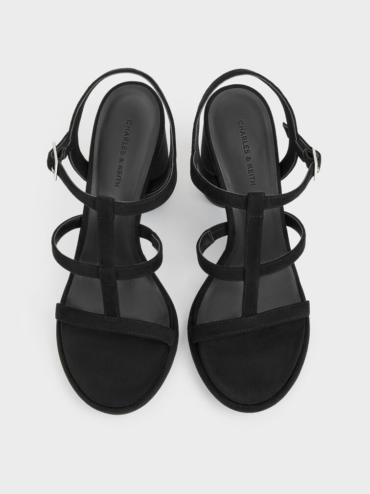 Aether Faux Suede Platform Sandals, Black Textured, hi-res
