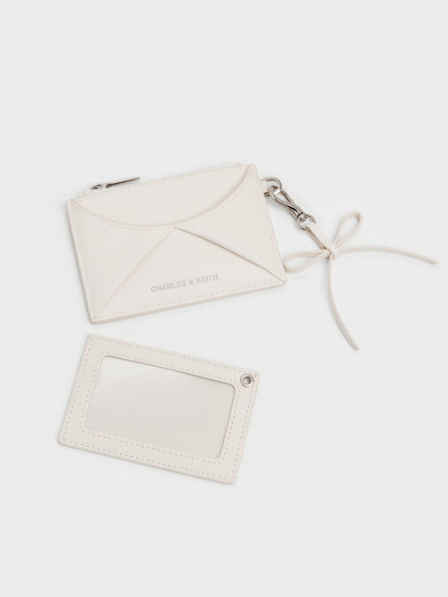 Porte-cartes Hazel &agrave; n&oelig;ud et empi&egrave;cements, Cr&egrave;me, hi-res