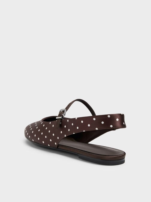 Flache Imani Slingback-Ballerinas mit Polka-Dots, Dark Brown Textured, hi-res