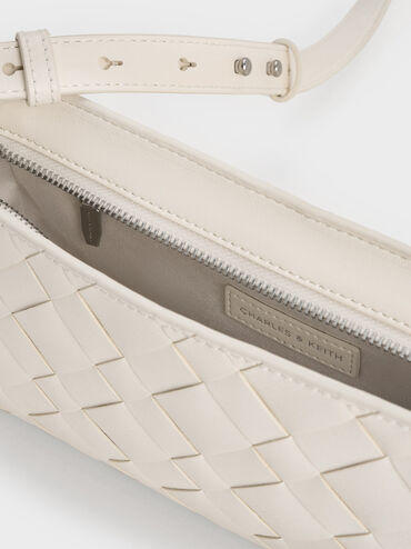 Torba na ramię Ivette Woven Elongated, Kremowy, hi-res