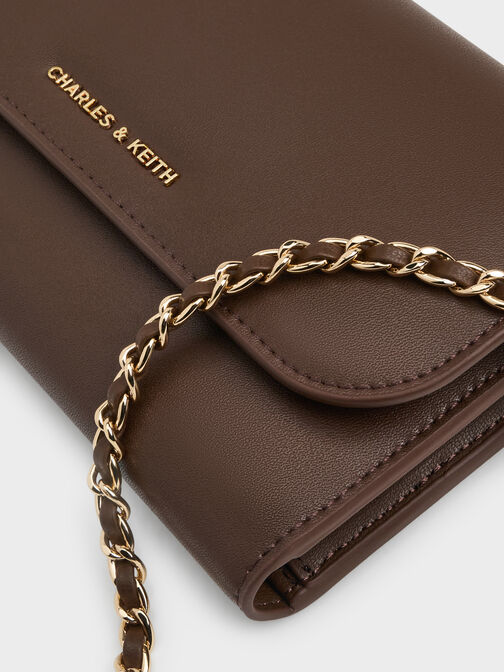 Octavia Front Flap Long Wallet, Dark Brown, hi-res