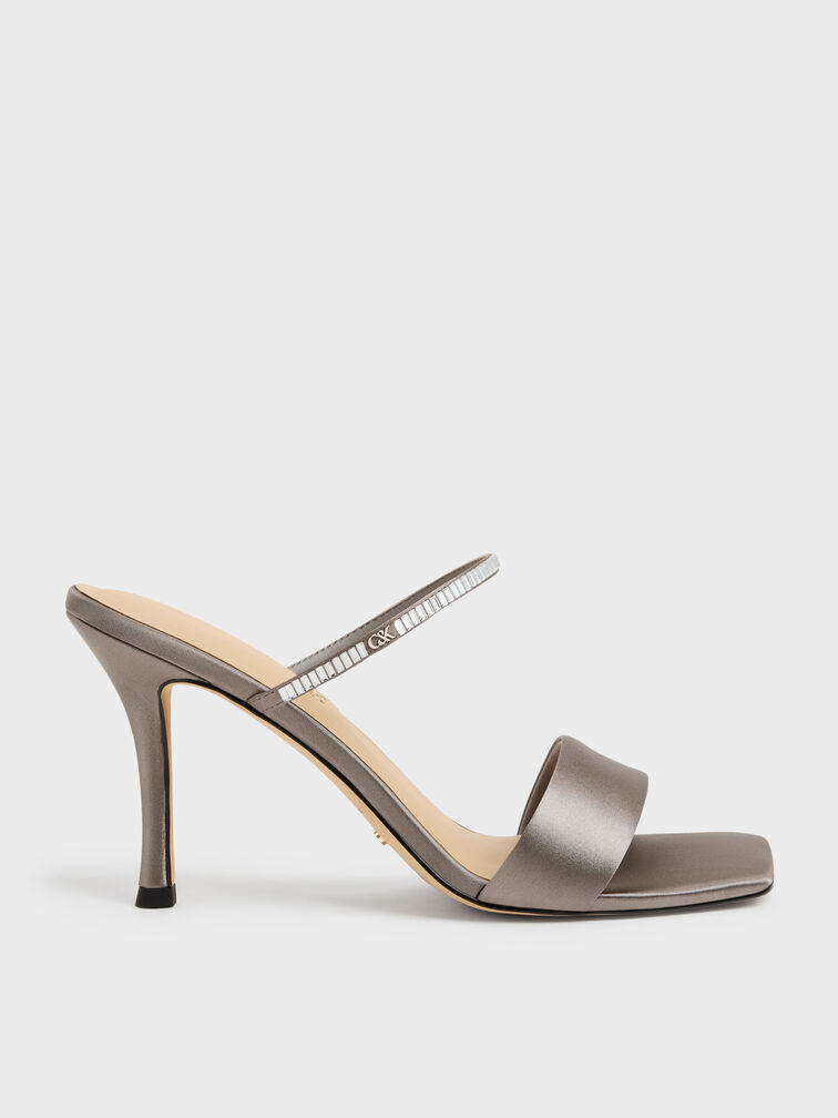 Gem Heeled Mules, Pewter, hi-res