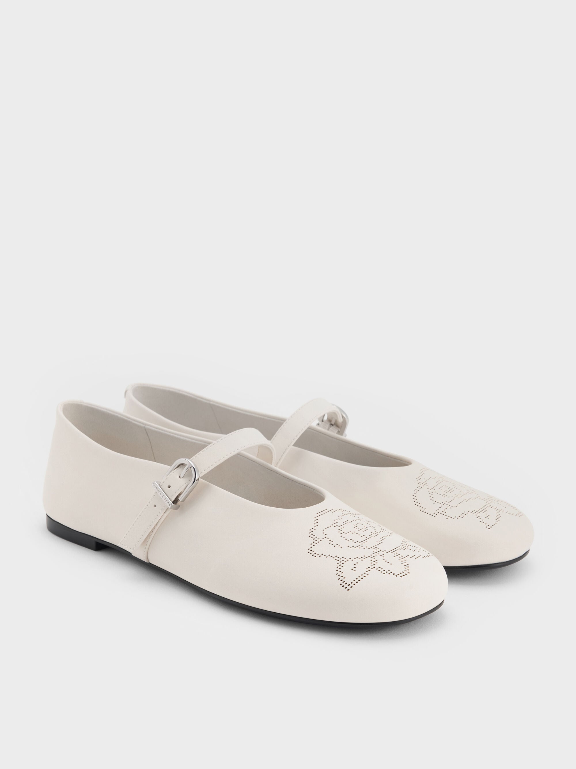 Chalk Perforated Rose High-Vamp Mary Janes - Chalk - Sale