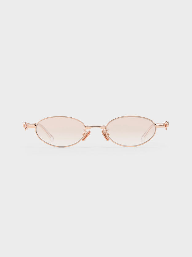 Lunettes de soleil Paige &agrave; n&oelig;ud et cristaux, Or Rose, hi-res