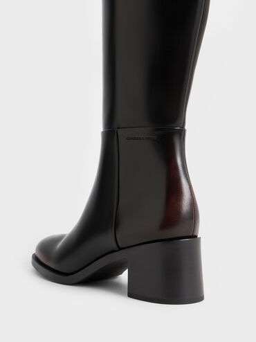 Louise Block-Heel Knee-High Boots, Dunkelbraun, hi-res