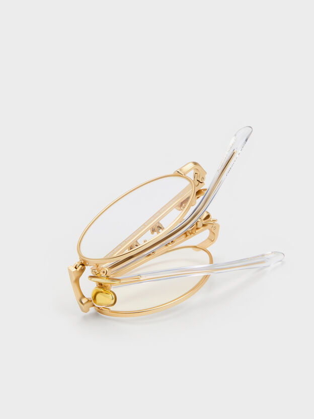 &Oacute;culos Clear Paige com La&ccedil;o e Cristal, Dourado-escovado, hi-res