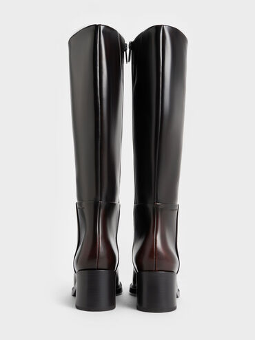 Louise Block-Heel Knee-High Boots, Dunkelbraun, hi-res