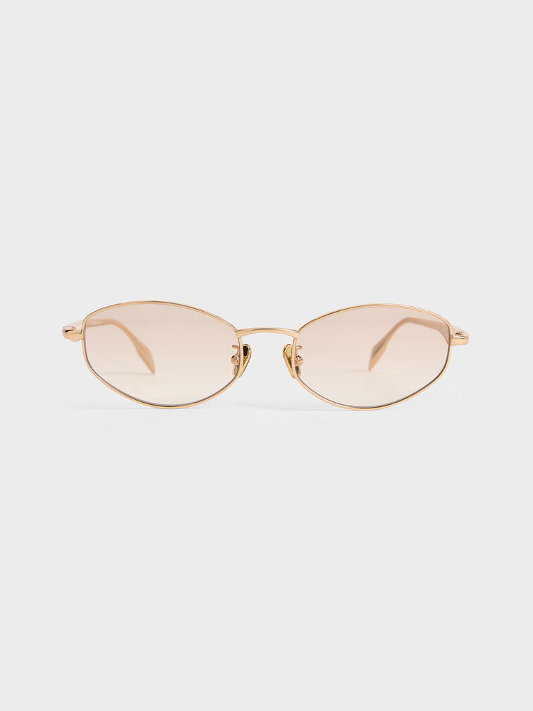 Occhiali da sole ovali Celestia Crystal-Accent, Oro, hi-res