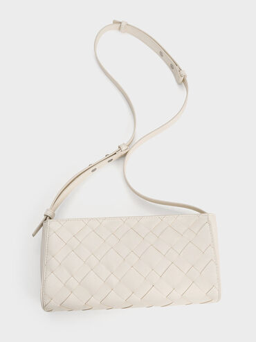 Torba na ramię Ivette Woven Elongated, Kremowy, hi-res
