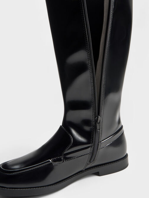 Jagger Knee-High Loafer-Boots, Black Box, hi-res