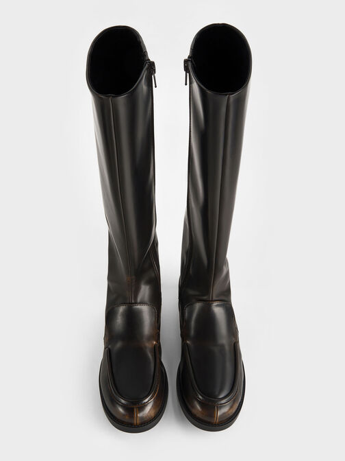 Jagger Knee-High Loafer-Boots, Dark Brown, hi-res