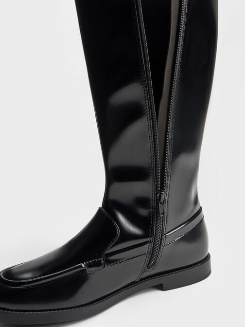 Jagger Knee-High Loafer-Boots, Black Box, hi-res
