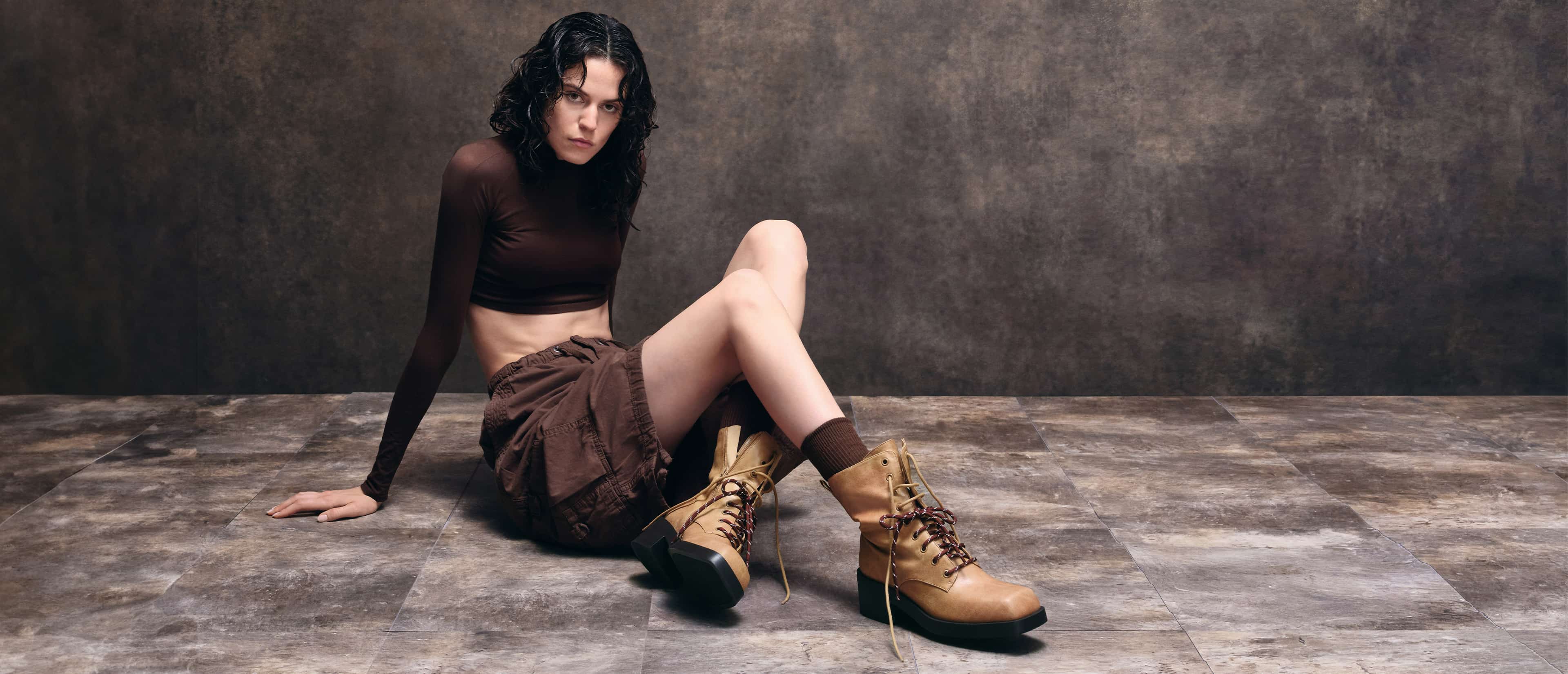 Women’s Logan double-lace mid-calf combat boots - CHARLES & KEITH