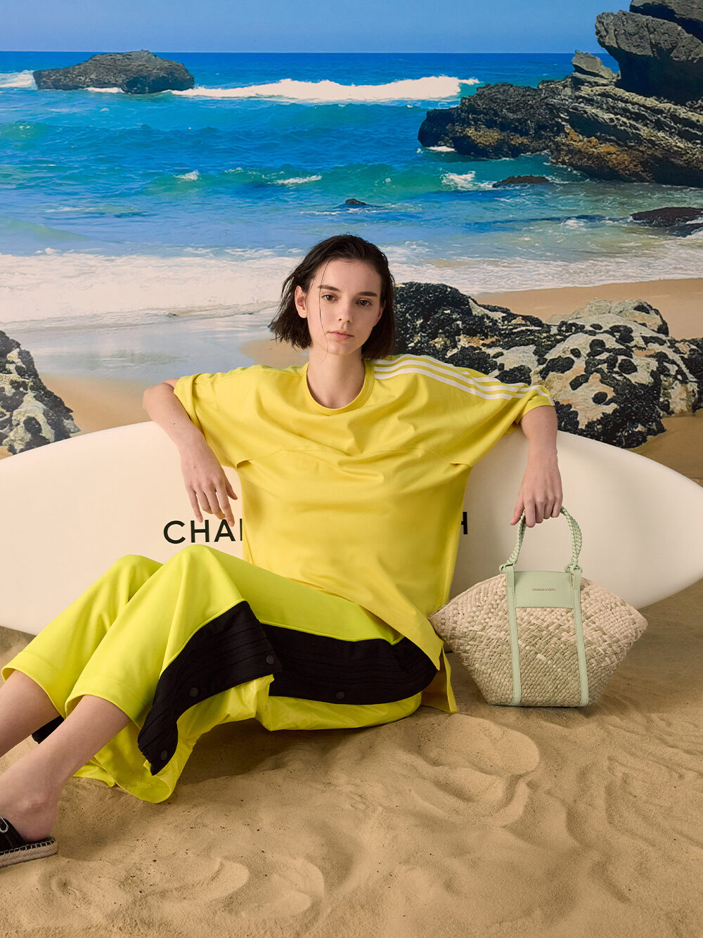Women’s Shalia raffia basket bag in matcha green  - CHARLES & KEITH