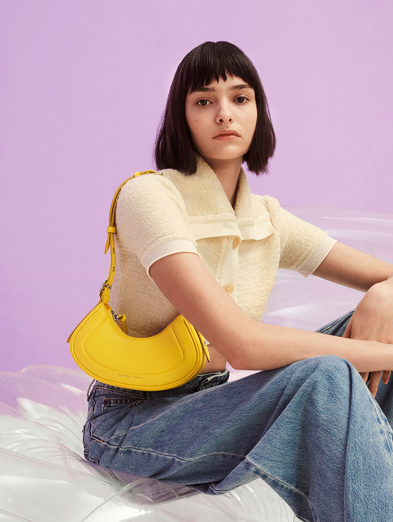 Petra Curved Shoulder Bag in yellow – CHARLES & KEITH