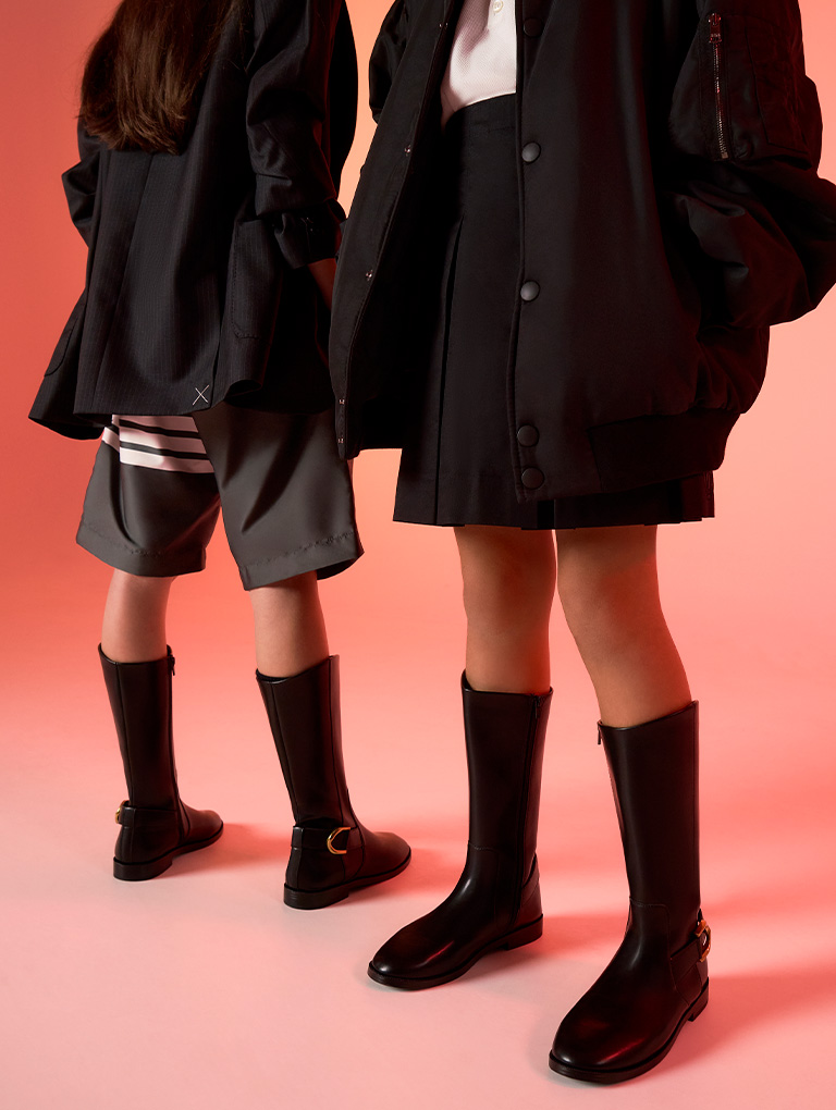 Girls' Gabine Knee-High Boots in black - CHARLES & KEITH
