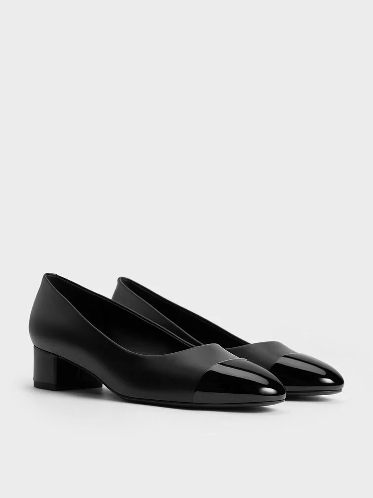 Décolleté da donna con punta a contrasto in vernice - CHARLES & KEITH