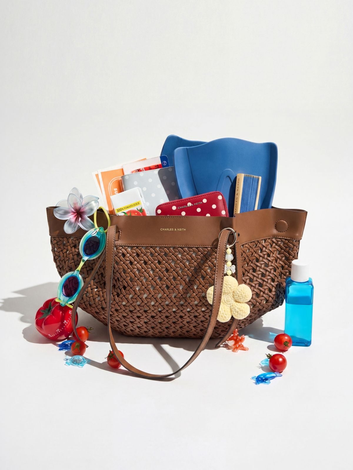 Chocolate Calla Woven Tote Bag - CHARLES & KEITH
