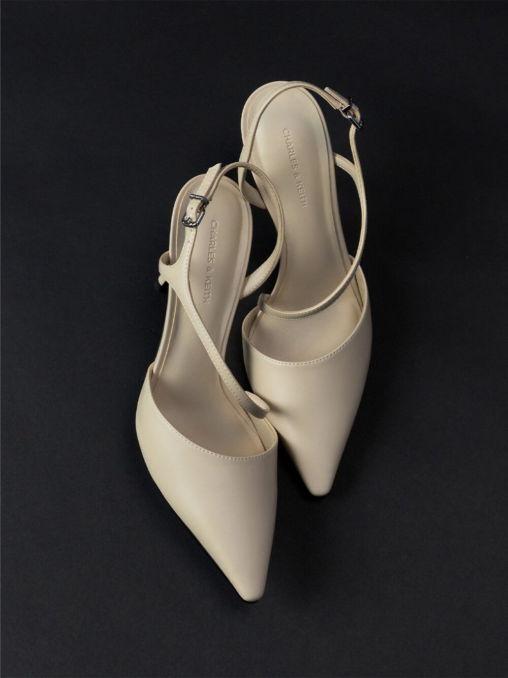 Chalk Cordelia Pointed Slingback Pumps - CHARLES & KEITH