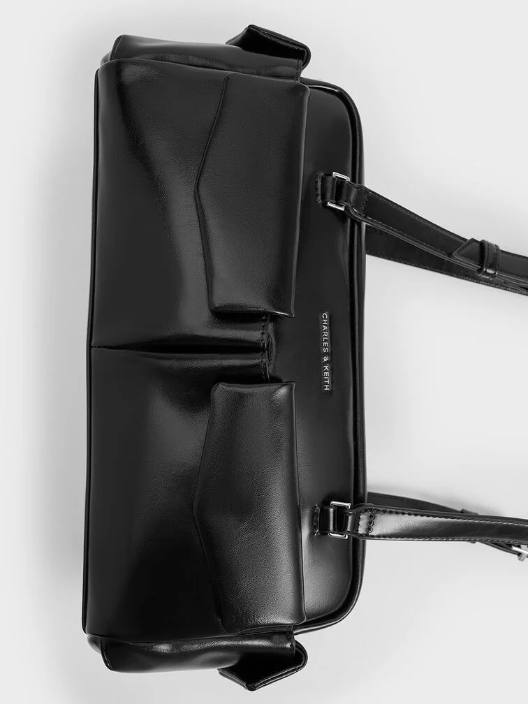 Black Rachel East-West bag with front and side pockets, ideal for staying organised. 