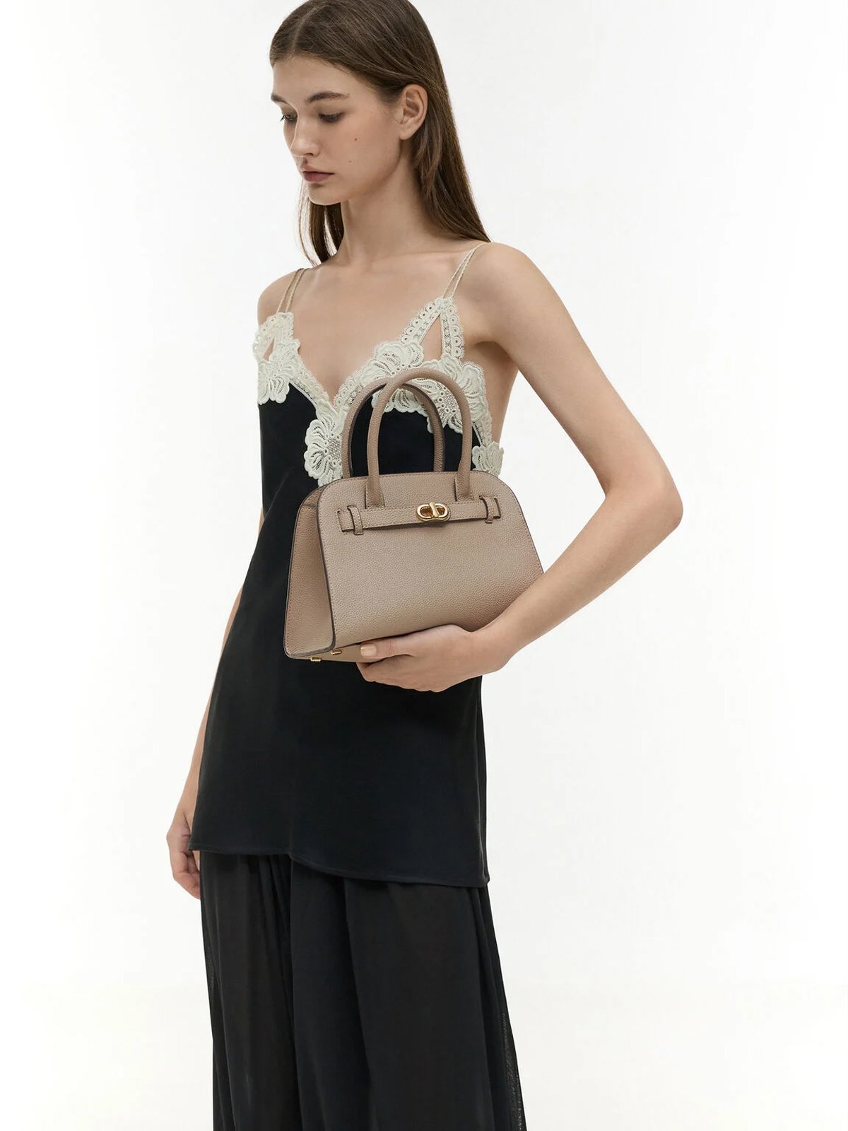 Aubrielle Belted Tote Bag - Taupe - CHARLES & KEITH