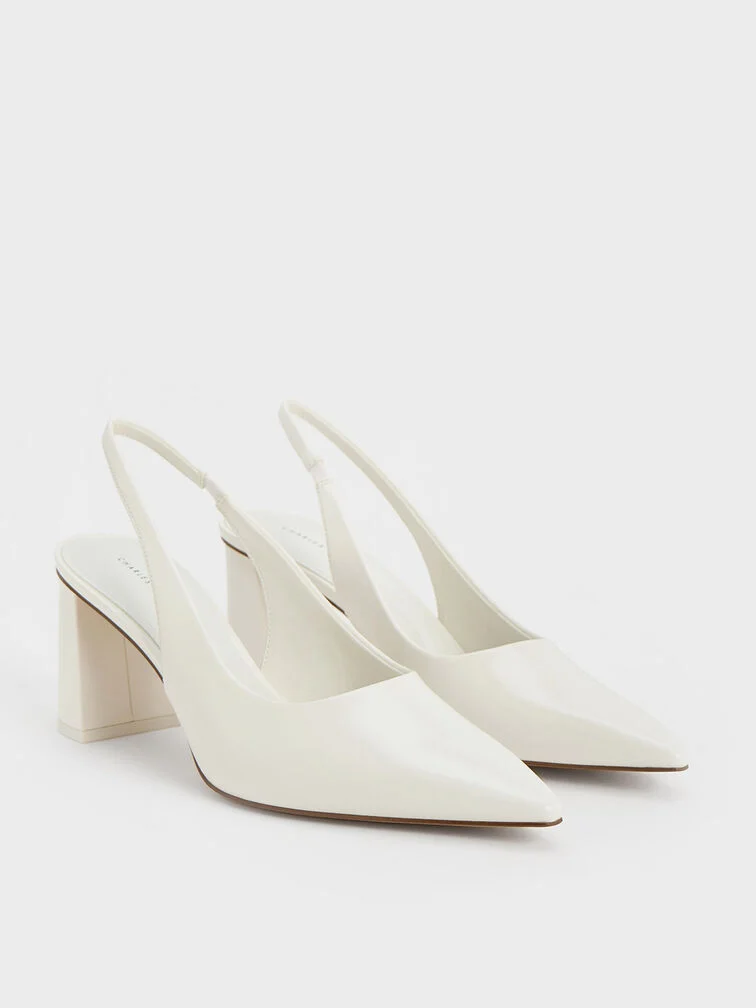 Décolleté con tacco a trapezio in elastan da donna in bianco - CHARLES & KEITH