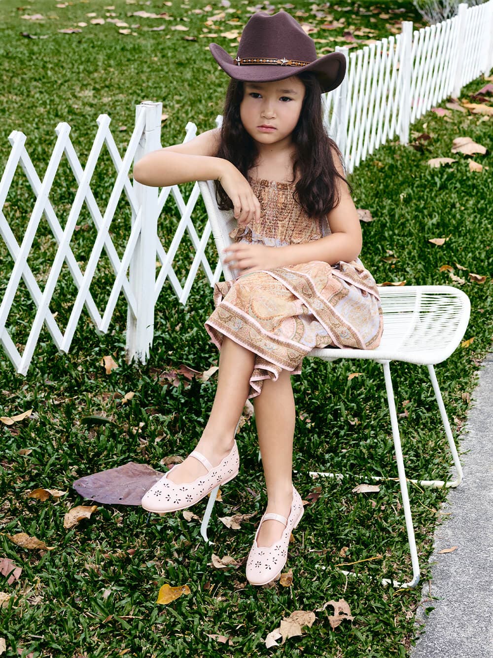 Girls' Floral Cut-Out Mary Jane Flats in light pink - CHARLES & KEITH