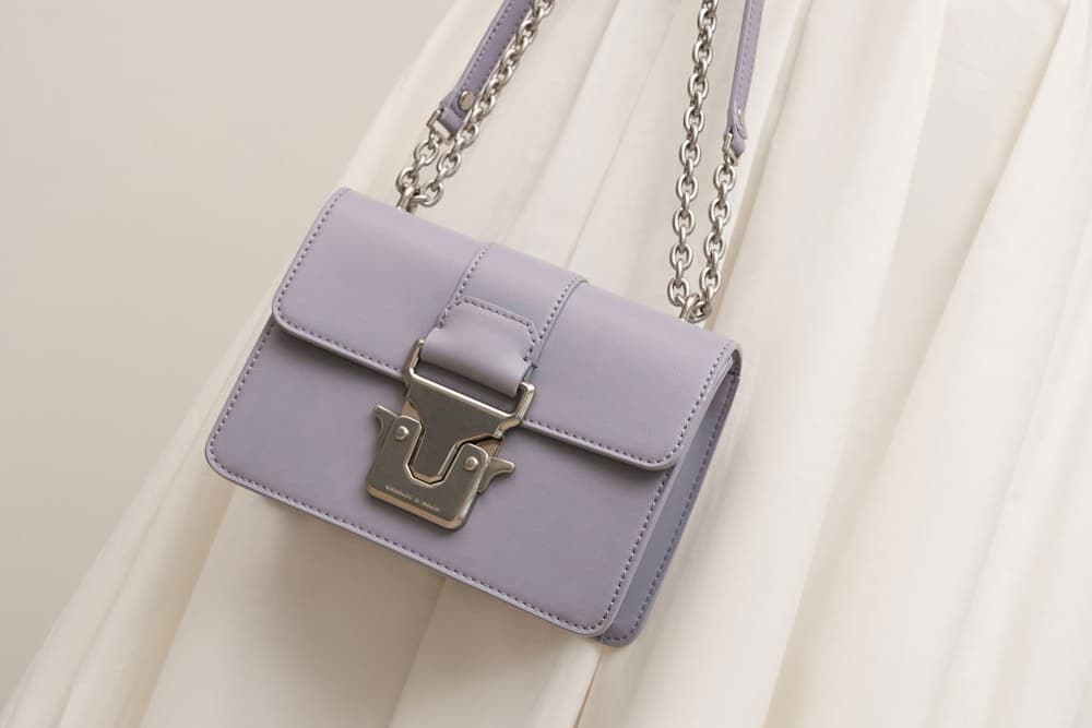 Push-Lock Shoulder Bag, Purple