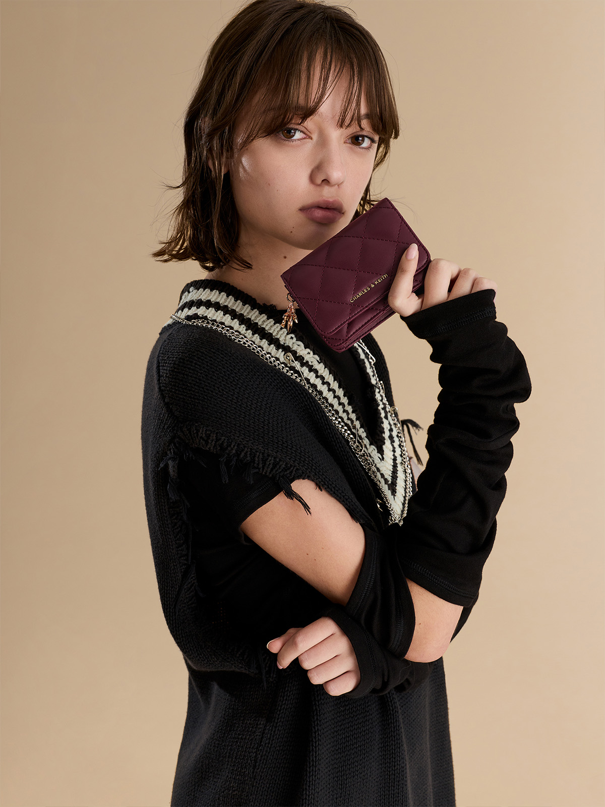 Larsen Buckle-Strap Hobo Bag - Noir - CHARLES & KEITH