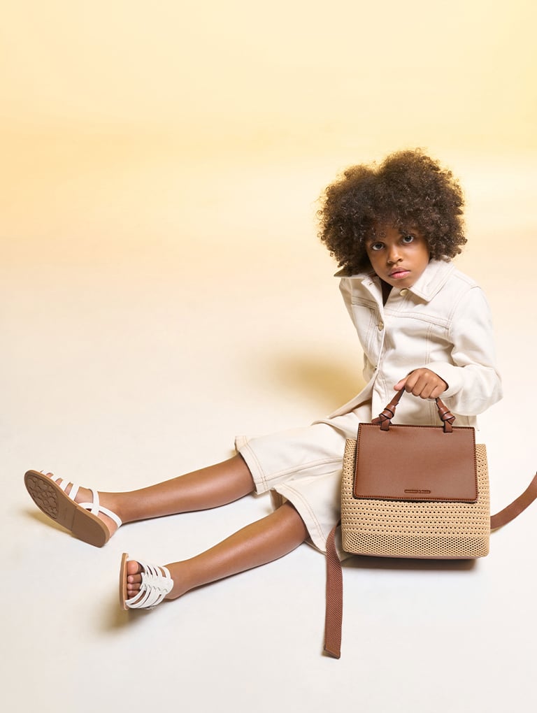 Girls’ caged sandals in white - CHARLES & KEITH