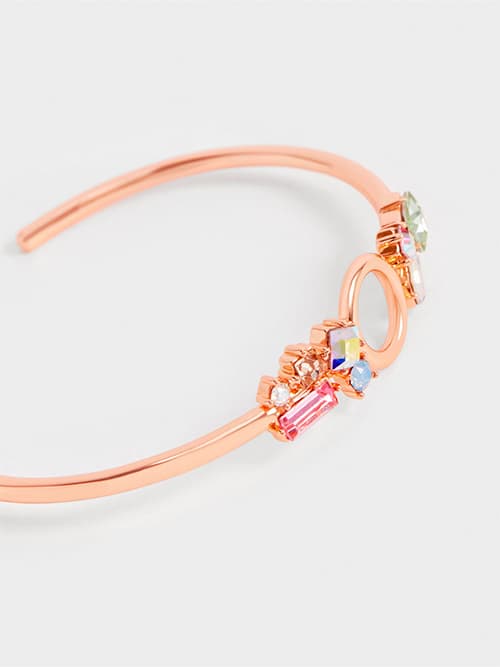 Crystal-Embellished Cuff Bracelet, Rose Gold