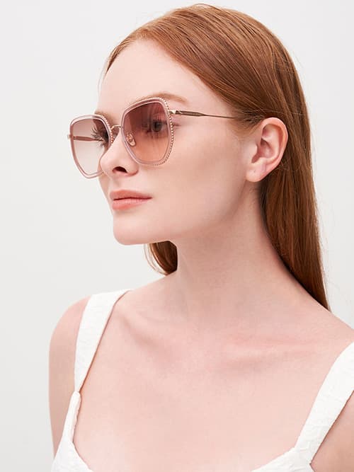 Recycled Acetate Butterfly Sunglasses, Pink