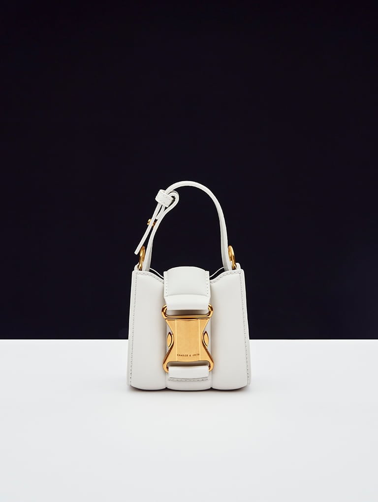 Women’s Ivy top handle mini bag in white (close up)  - CHARLES & KEITH