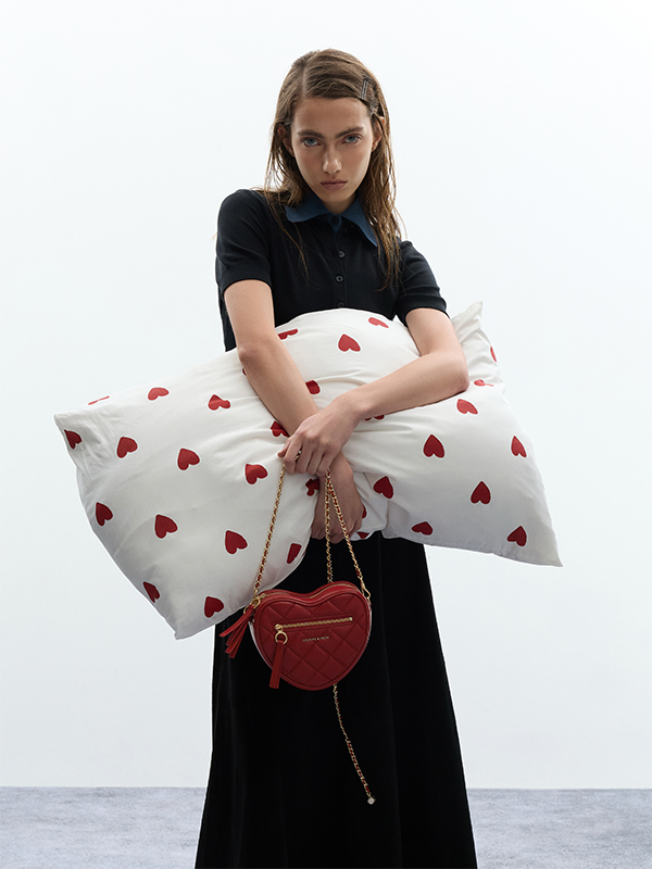 Paffuto Gesteppte Herz-Umhängetasche Zartrosa - Charles & Keith