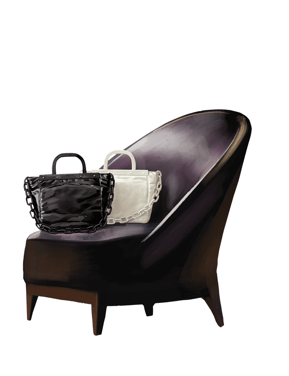 Women’s large patent tote bag in black and white – CHARLES & KEITH - Web - Chair