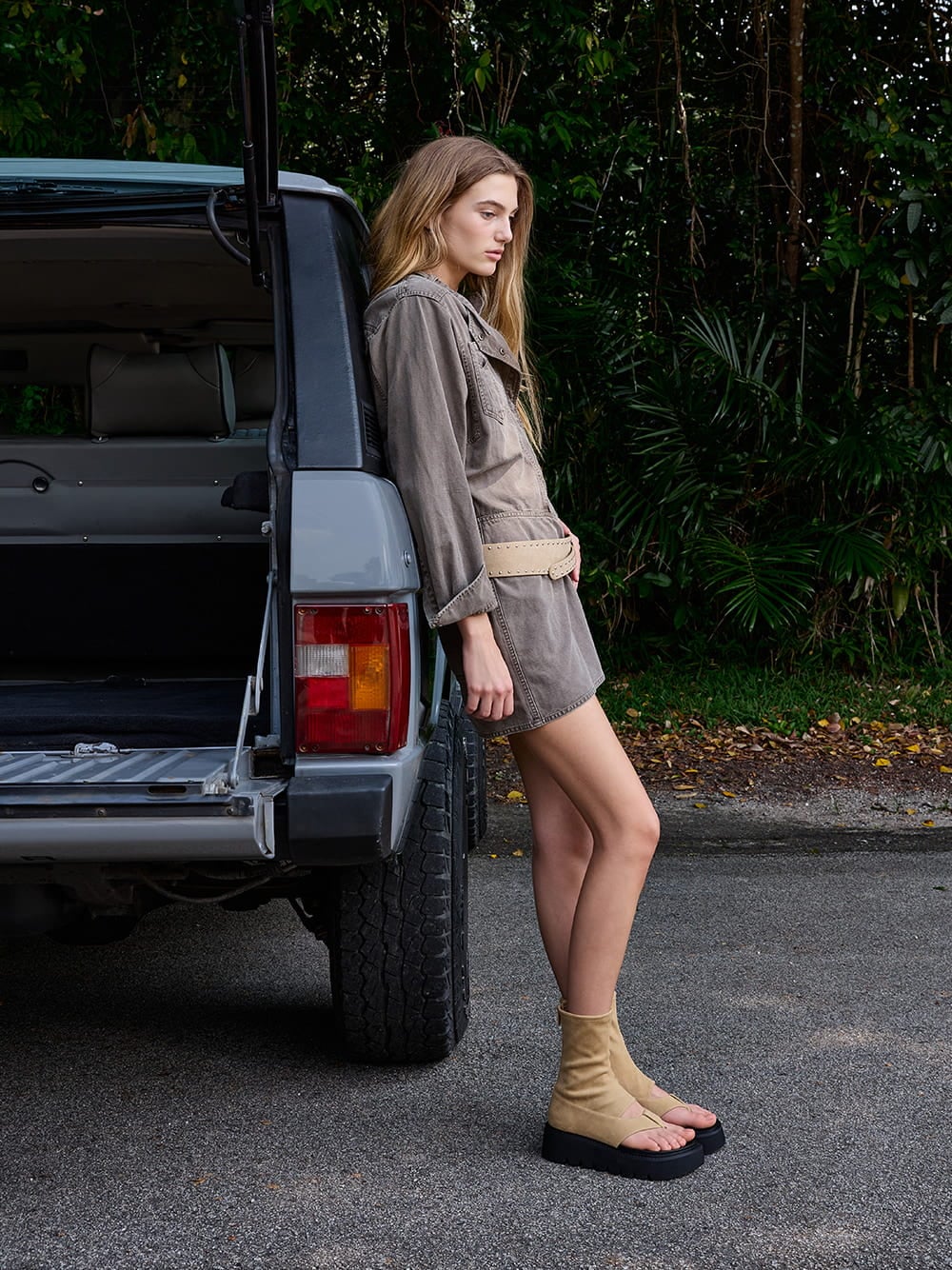 Women’s Laine faux suede platform boot sandals in sand - CHARLES & KEITH
