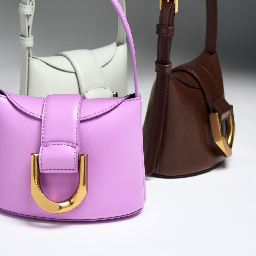 Women's violet, chocolate and mint green Gabine bucket bag - CHARLES & KEITH