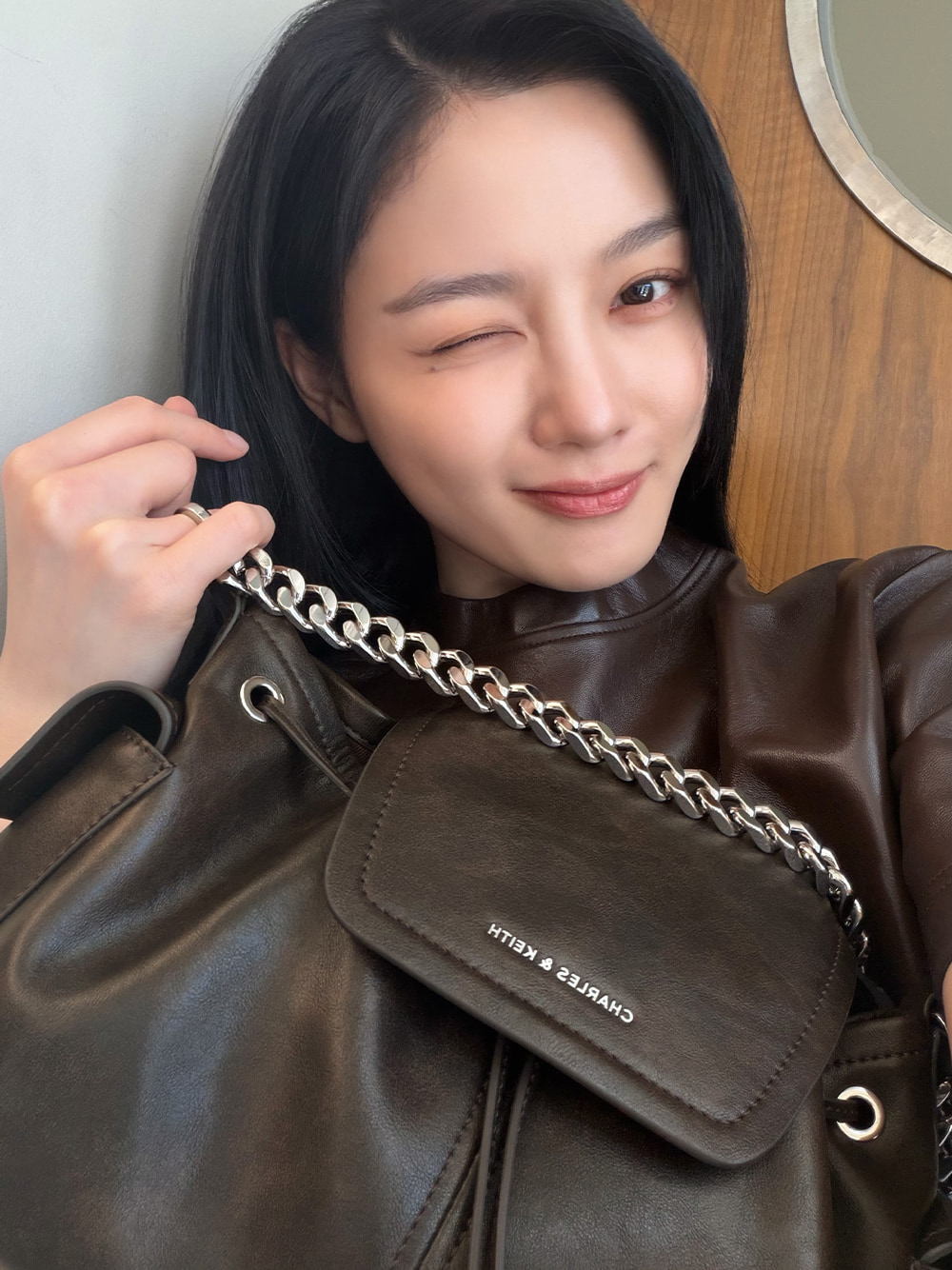 Aubrielle Croc-Effect Belted Top Handle Bag in smoke blue - CHARLES & KEITH