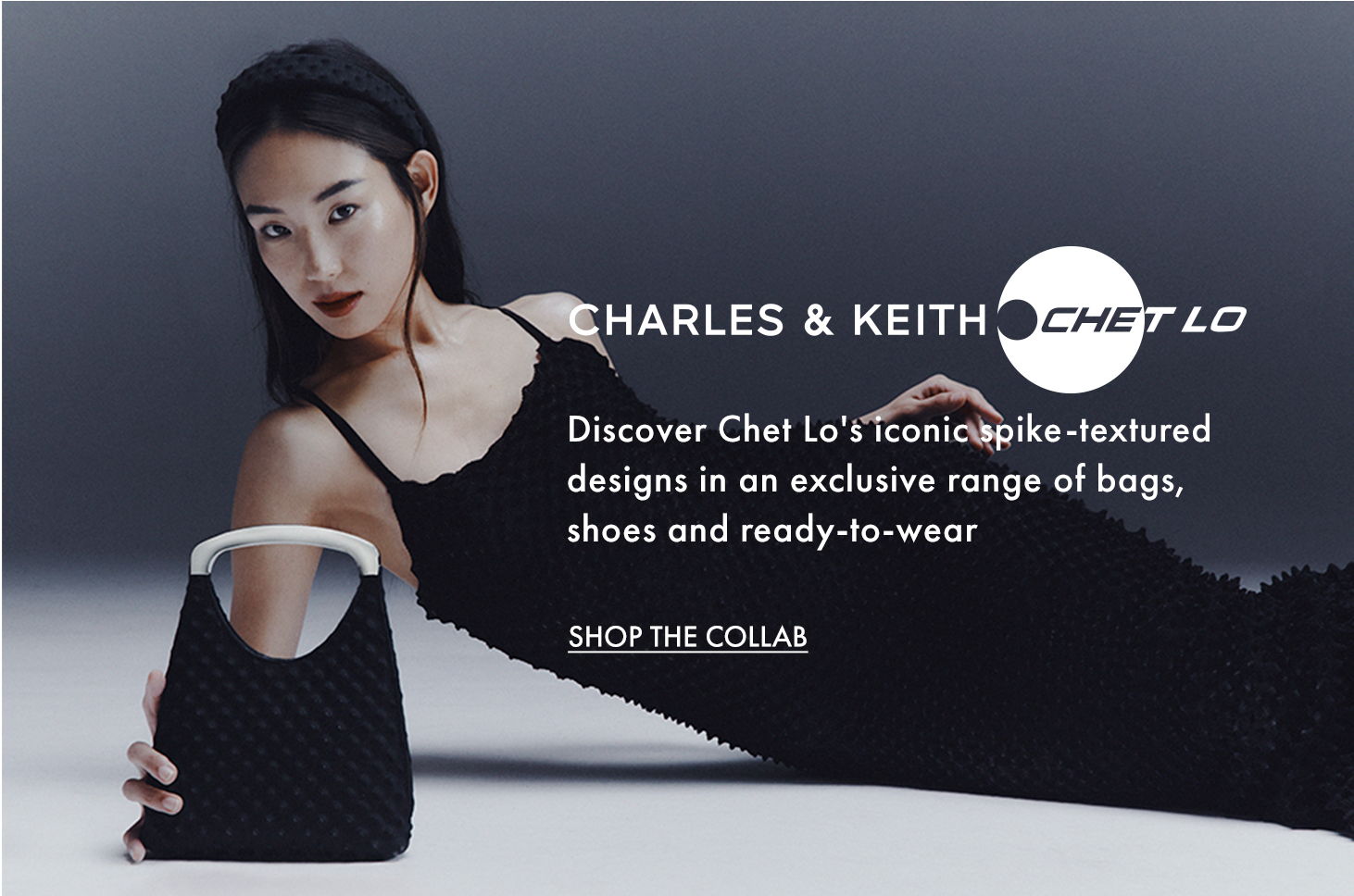 Women's noir spike textured metallic-handle bag - CHET LO x CHARLES & KEITH