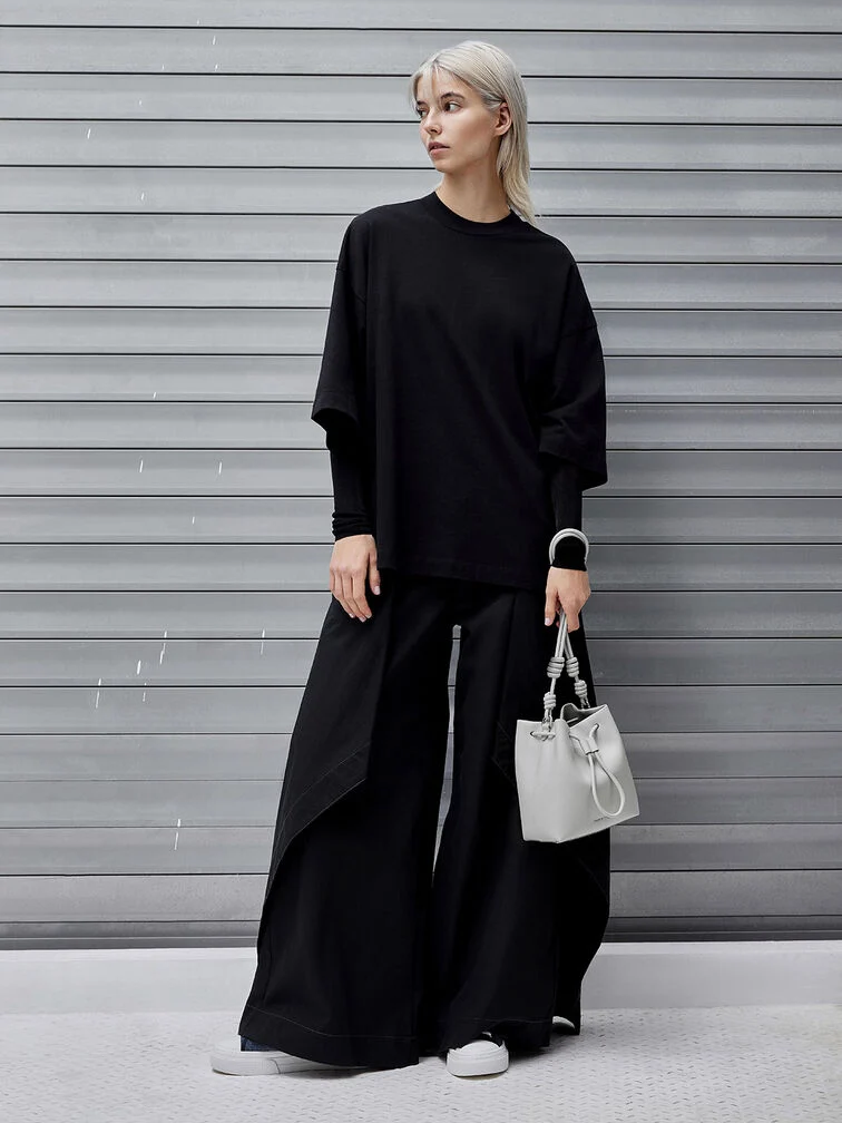 Hobotas met dubbele ketting voor dames, grijs - CHARLES & KEITH 