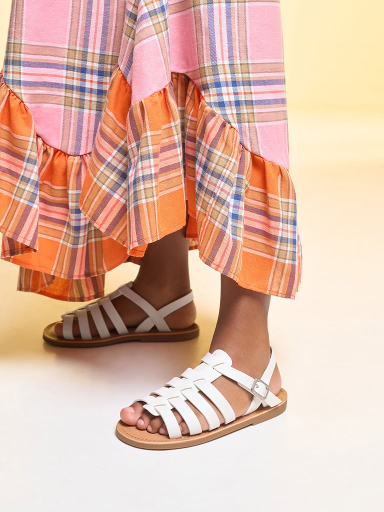 Girls’ caged sandals in white - CHARLES & KEITH